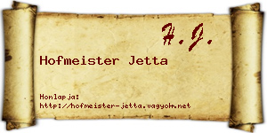 Hofmeister Jetta névjegykártya